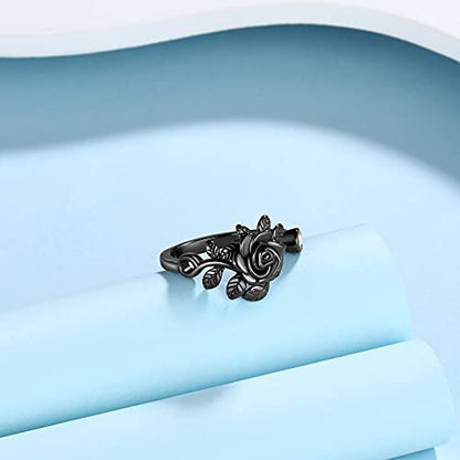 Jewmon Adjustable Flower Rose Ring for Women 925 Sterling Silver/Gold Plated Rose Flower Open Ring Elegant Promise Ring for Women Romantic Jewelry for Birthday Valentine Christmas Day Gifts - color: A,Sterling Silver Rose Ring