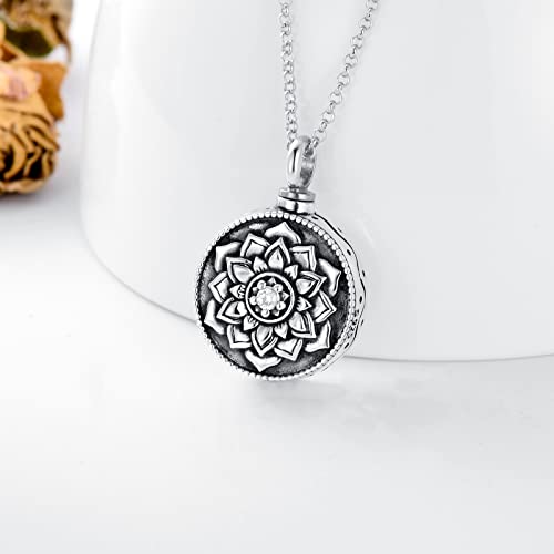 SOULMEET Cremation Jewelry for Ashes, Sterling Silver Urn Necklace for Ashes Women Men, Cherish Memories Cremation Jewelry to Keep Someone Near to You - color: C-Oxidation black Lotus