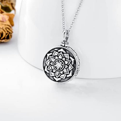 SOULMEET Cremation Jewelry for Ashes, Sterling Silver Urn Necklace for Ashes Women Men, Cherish Memories Cremation Jewelry to Keep Someone Near to You - color: C-Oxidation black Lotus