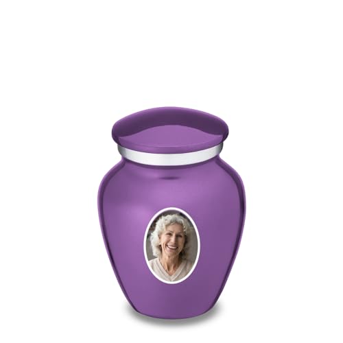 Embrace Keepsake Personalized Picture Cremation Urns for Human Ashes I Purple Photo Funeral Urn for Men and Women with Double Side Engraving I 3.5 lbs - color: Purple