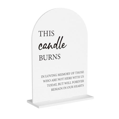 This Candle Burns In Loving Memory Wedding Sign Memory Table Sign for Wedding Engagement Bridal Shower Baby Shower Ceremony Reception Event Party Acrylic Decor 5"x7" - color: Candle