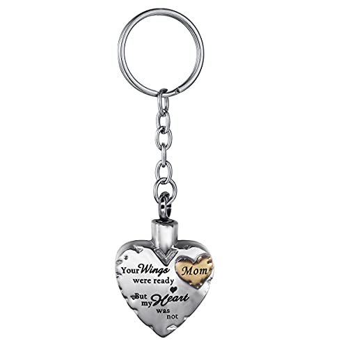 Your Wings were Ready but My Heart was Not Stainless Steel Cremation Jewelry for Ash Urn Keychain Gold Mom