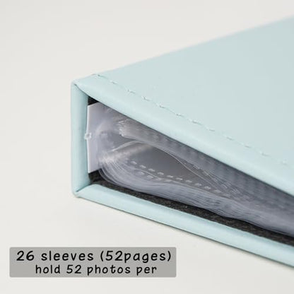 Photo Album 5x7 52 Pockets Pack of 2 Leather Cover Picture Book Holds 5x7 Photos for Wedding, Baby, Family, Graduation - color: Lightblue, size: 5x7 (2 PK)