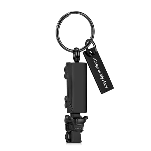 Imrsanl 18 Wheeler Semi Truck Urn Keychain for Ashes for Men Women Memorial Pendant Key Ring Cremation Jewelry Keepsake - color: Black