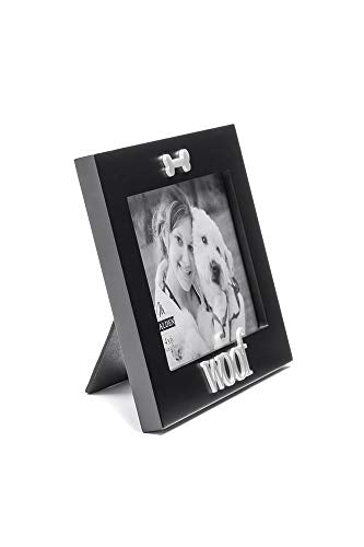 Malden International Designs Black Wood Expression Picture Frame, Woof, 4x6, Black - style: Woof