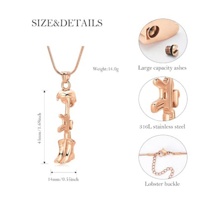 Cremation Jewelry Military Shoes Hats Guns Urn Necklace for Ashes Stainless Steel Military Equipment Pendant Memorial Necklaces Ash Holder for Human Pets Keepsake Jewelry of Loved Ones with Fill Tool - color: Rosegold