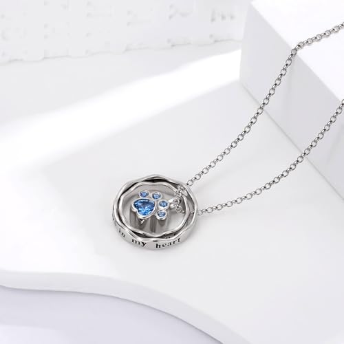 Sterling Silver Cremation Jewelry for Ashes Pendant Eternity Urn Necklace Keepsake Memorial Gifts You Are Always In My Heart I Love You Forever - color: White, style: Pet Paw Print