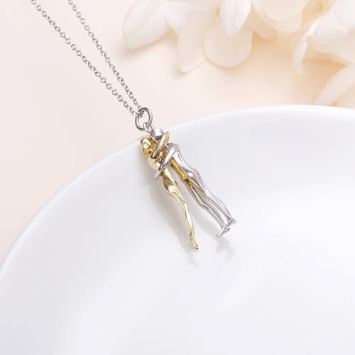 FLYOW S925 Sterling Silver Best Friend Couple Pendant Friendship Sun Moon Lotus Yin Yang Matching Bff Necklace for Women Jewelry - style: Hug-Cut Facet