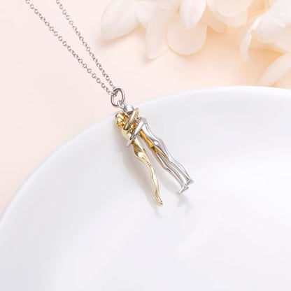 FLYOW S925 Sterling Silver Best Friend Couple Pendant Friendship Sun Moon Lotus Yin Yang Matching Bff Necklace for Women Jewelry - style: Hug-Cut Facet