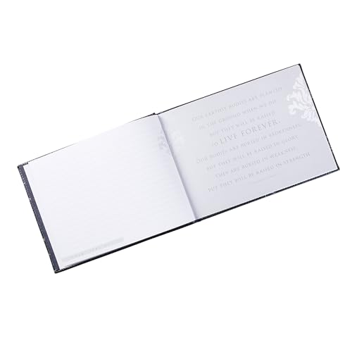 Christian Art Gifts in Loving Memory Guest Book - Grey Padded Faux Leather w/Debossed Cover Design - Condolence Book, Funeral Guest Book, Memorial Sign-in Book for Funerals & Memorial Services