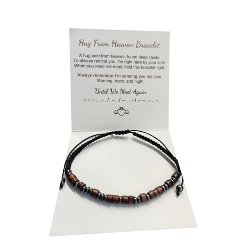 DATOA Hug from Heaven Morse Code Bracelet for Her and Him Until We Meet Again Bracelet Memorial Bracelet Jewelry Gift for Women Men - style: C