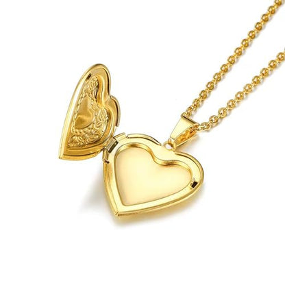Locket Necklace Holds Pictures Alphabet Initial Letter Love Heart Lockets Photo Memory Locket Necklaces Birthday Gifts - color: Gold, style: AA