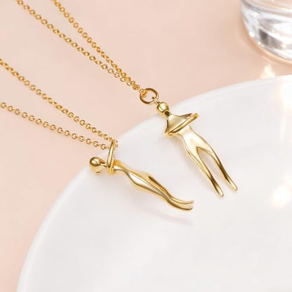 FLYOW S925 Sterling Silver Best Friend Couple Pendant Friendship Sun Moon Lotus Yin Yang Matching Bff Necklace for Women Jewelry - style: Entire gold