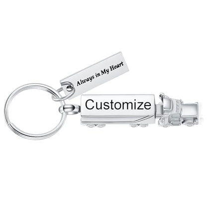Imrsanl 18 Wheeler Semi Truck Urn Keychain for Ashes for Men Women Memorial Pendant Key Ring Cremation Jewelry Keepsake - color: Customize