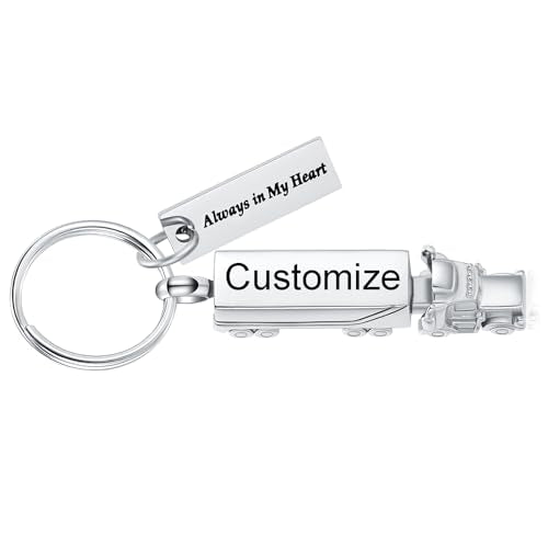 Imrsanl 18 Wheeler Semi Truck Urn Keychain for Ashes for Men Women Memorial Pendant Key Ring Cremation Jewelry Keepsake - color: Customize