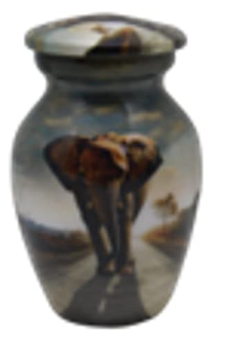 Elephant Cremation Urn with Velvet Bags and Custom Engraving (Keepsake) - size: Keepsake