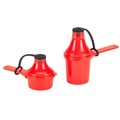 15cc/30cc Pre-Workout Funnel 2-Pack - Red | Patented 2-in-1 scoop & funnel container, dual 15cc/30cc sizes, portable pre-workout dispenser, leak-proof, fits shaker cups - color: Red