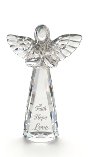 Faith Hope Love Crystal Angel Christian Gifts for Women | Laser Engraved, 6” Inspirational Keepsake, Baptism Confirmation Birthday Christmas Easter Valentine's Day Gift for Her - color: Faith Hope Love