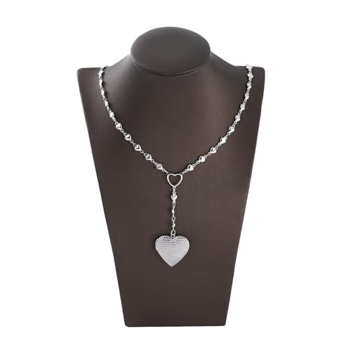 Personalized Heart Locket Necklace for Women Stainless Steel- Heart Necklace - color: silver-B