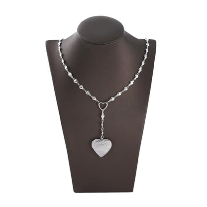Personalized Heart Locket Necklace for Women Stainless Steel- Heart Necklace - color: silver-B