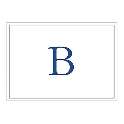 Caspari Navy Embossed Initials Boxed Note Cards in Letter B, 8 Cards & Envelopes - color: Navy B