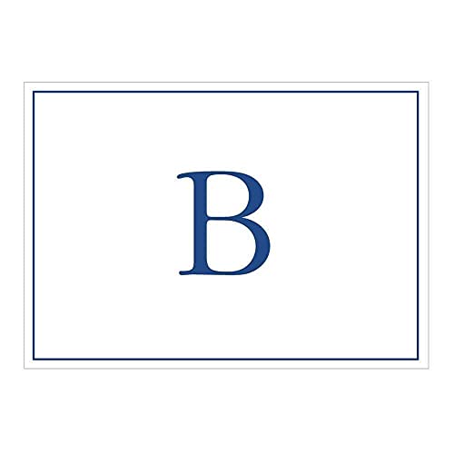 Caspari Navy Embossed Initials Boxed Note Cards in Letter B, 8 Cards & Envelopes - color: Navy B