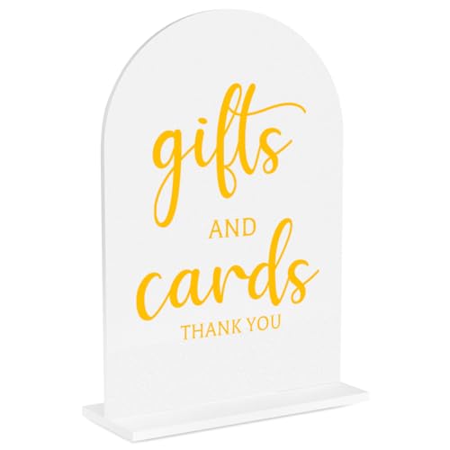 Cards And Gifts Sign, Arch Acrylic Wedding Sign, 5x7 Inch, Wedding Sign Decoration for Wedding Reception & Event Party Table, Bridal Shower Baby Shower Favors for Guests - color: GoldCards