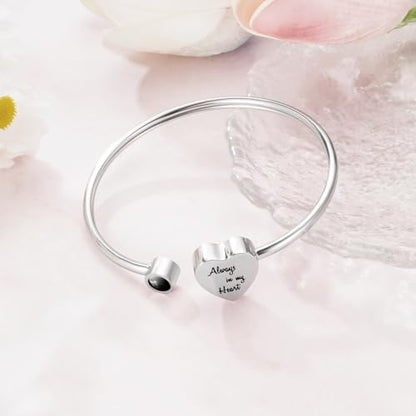 Abooxiu Cremation Jewelry Urn Bracelet for Ashes - Heart Ashes Keepsake Memorial Bangle for Women & Men - Always in my Heart - style: Customized Projection