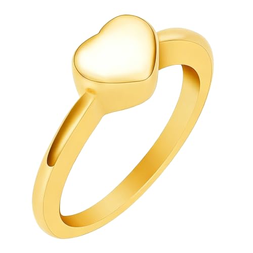 Heart Shape Urn Ring for Ashes for Women Men Finger Ring Memorial Jewelry | cremation jewelry,stainless steel,holds pet & human ashes,memorial gift,leak-proof sealed,engraved,memorial jewelry - color: Gold, size: 7#
