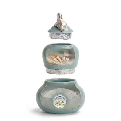 Pet Urn for Ashes, Two Layer Small Ceramic Memorial Urn for Dog Cat, Rainbow Bridge Keepsake Cremation Urn, Pet Loss Remembrance Gift (Rainbow Bridge) - color: Rainbow Bridge