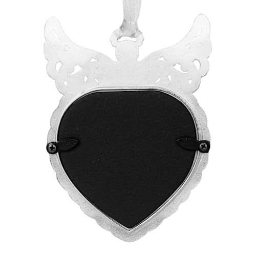 Angel Wing Heart Hanging Picture Frame 2.5x2.5 Memorial Metal Photo Ornament “Always in My Heart” Keepsake (Silver)