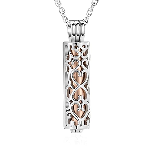 shajwo Cylinder Urn Necklace for Ashes for Women Men Cremation Jewelry Keepsake Memorial Human Pet Ashes Pendant - color: Rose Gold