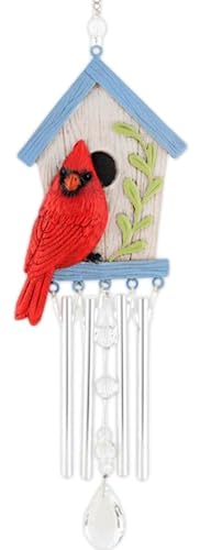 Carson 14" 'Cardinal' Bird House Wind Chime - Cardinal Chime - Birdhouse Windchime for Outdoor Decor - Garden Patio Porch