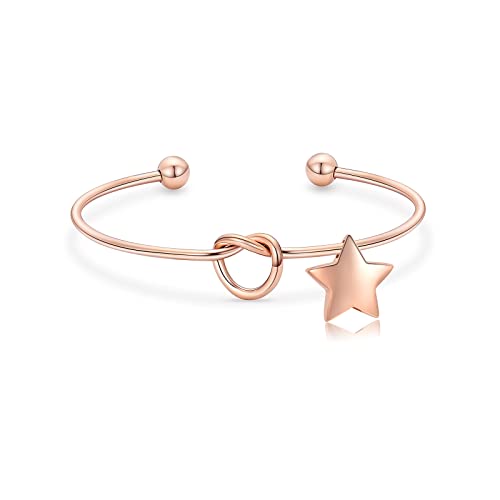 Cremation Jewelry Urn Bracelet for Ashes, Adjustable Heart Urn Cuff Bracelet Stainless Steel Memorial Ashes Keepsake Urn Bangle for Women - color: Rose-Star