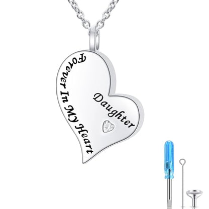 Ladytree 925 Sterling Silver Cremation Urn Necklace for Ashes - style: Daughter