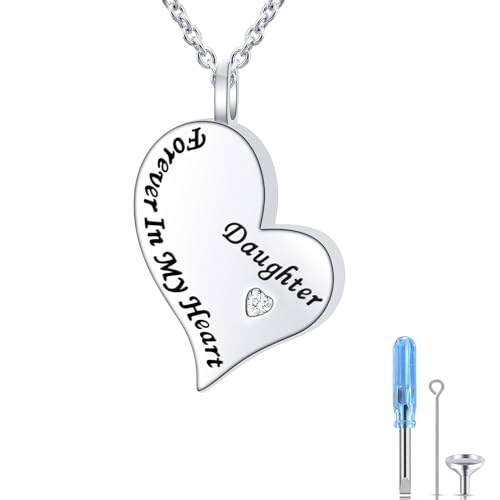 Ladytree 925 Sterling Silver Cremation Urn Necklace for Ashes - style: Daughter