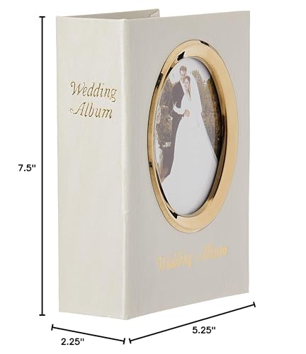 Pioneer Photo Albums WFM-46/GT 100-Pocket Moire Cover Album with Goldtone Oval Frame and Wedding Album Text for 4 by 6-Inch Prints, Ivory