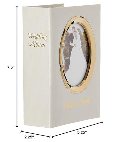 Pioneer Photo Albums WFM-46/GT 100-Pocket Moire Cover Album with Goldtone Oval Frame and Wedding Album Text for 4 by 6-Inch Prints, Ivory