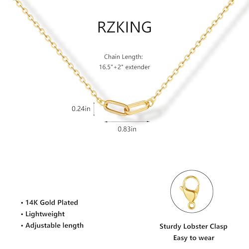 RZKING Golden Necklace for Women, Gifts for Best Friend Sister Mom Daughter - style: Paper Clip