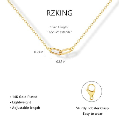 RZKING Golden Necklace for Women, Gifts for Best Friend Sister Mom Daughter - style: Paper Clip