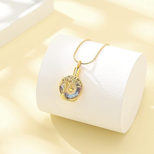 Hearbeingt Teardrop Urn Necklaces for Ashes Tree of Life Memorial Locket - color: Teardrop Tree-Customize