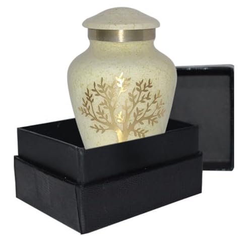 Tree of Life Keepsake Small Keepsakes Urn for Human Ashes - Decorative Urn for Ashes Adult Female & Male, Funeral Urns - Pearl Marble - size: Tree Of Life_Small Urn_Pearl Marble
