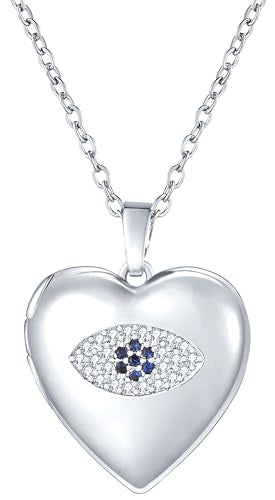 YOUFENG Love Heart Locket Necklace that Holds Pictures Photo Locket Birthday Gifts - style: Silver-plated Eye