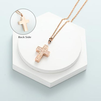 shajwo Tree of Life Cross Cremation Jewelry Urn Necklaces for Ashes | Memorial Ashes Pendant Necklace of Loved One Women Men Ashes Keepsake Necklace - color: Rose Gold