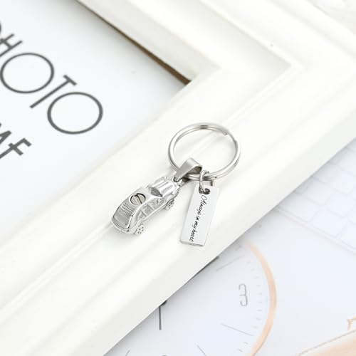 XSMZB Mini Car Cremation Jewelry Memorial Urn Necklace for Ashes Stainless Steel Pendant Human Pet Ashes Holder Keepsake Gift for Men Women - color: Silver Keychain