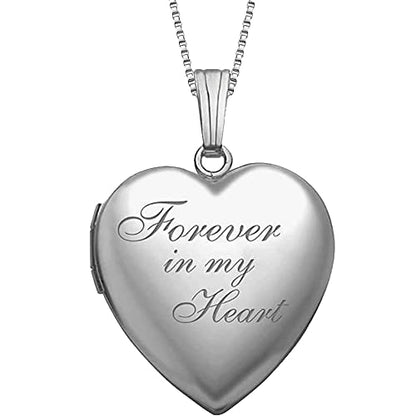 PicturesOnGold.com Forever In My Heart Locket Necklace for Women | Silver or Gold - style: Silver - Locket Only