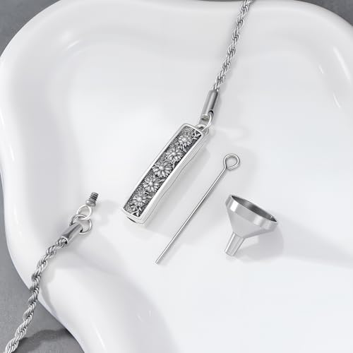 Urn Bracelet for Ashes for Women 925 Sterling Silver Bar Cremation Bracelet Cremation Memorial Keepsake Jewelry Gifts for A Loss of Loved Ones - style: Sunflower