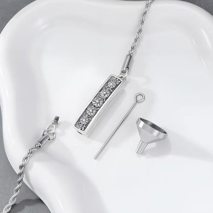 Urn Bracelet for Ashes for Women 925 Sterling Silver Bar Cremation Bracelet Cremation Memorial Keepsake Jewelry Gifts for A Loss of Loved Ones - style: Sunflower