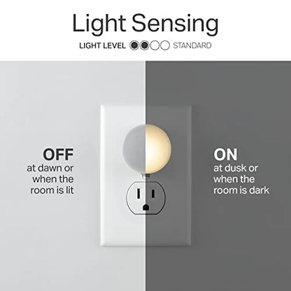 Lights by Night Plug in Night Light with Dusk to Dawn Sensor 4 Pack | Warm White, Compact, Ambient Lighting, LED Lights for Bedroom, Bathroom, Nursery, Hallway, Kitchen, 45084, 4 Pack - size: 4 Pack
