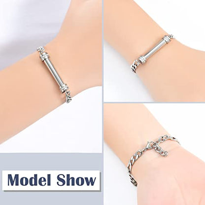 Cylinder Cremation Bracelet for Ashes Urn Jewelry Stainless Steel Memorial Keepsake Urn Bracelet Bangle Ashes Holder - color: Silver